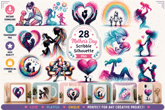 Celebrate Motherhood with Scribble Mother's Day Silhouettes