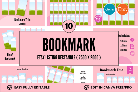 Elevate Your Etsy Shop with Bookmark Rectangles Canva Mockups