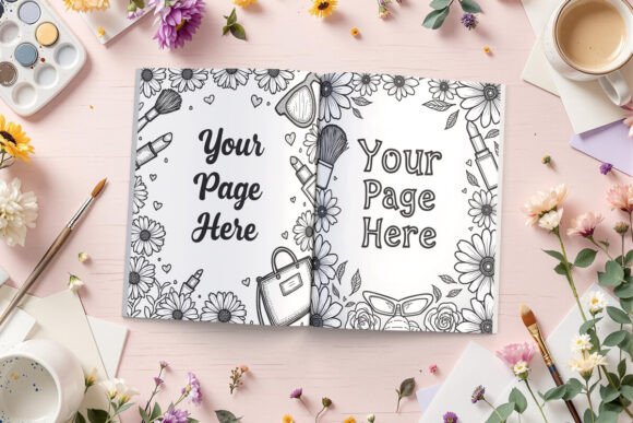 Girly Coloring Book Mockup: A Creative Presentation Essential
