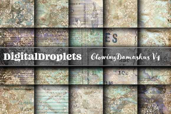 Glowing Damaskus Vol. 4: A Designer's Vintage Glitter Paper Set