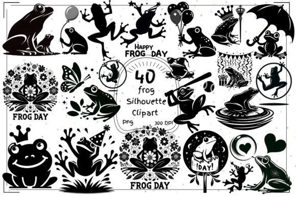 Hop into Creativity with 40 Frog Silhouette Clipart